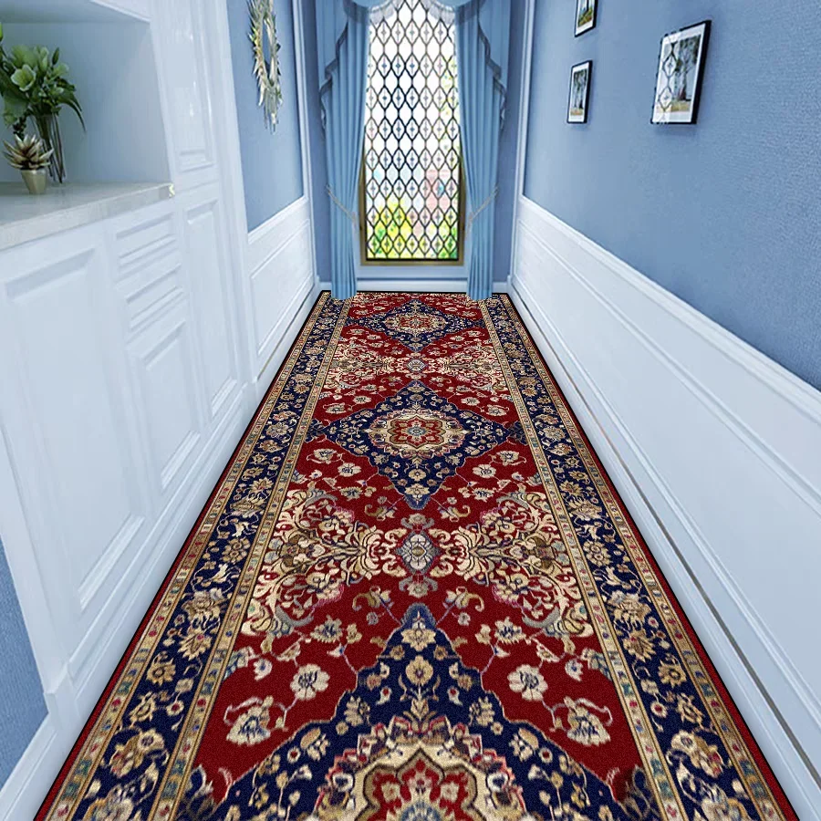 Luxury European Hall Corridor Carpet Non-slip Washable Runner Stairway Rug Outdoors Aisle The Long Corridor Mat Customizable 카펫