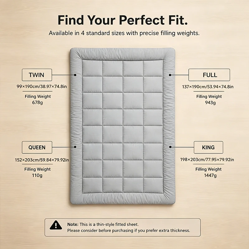 2pcs twin full queen king thin mattress topper mattress protector