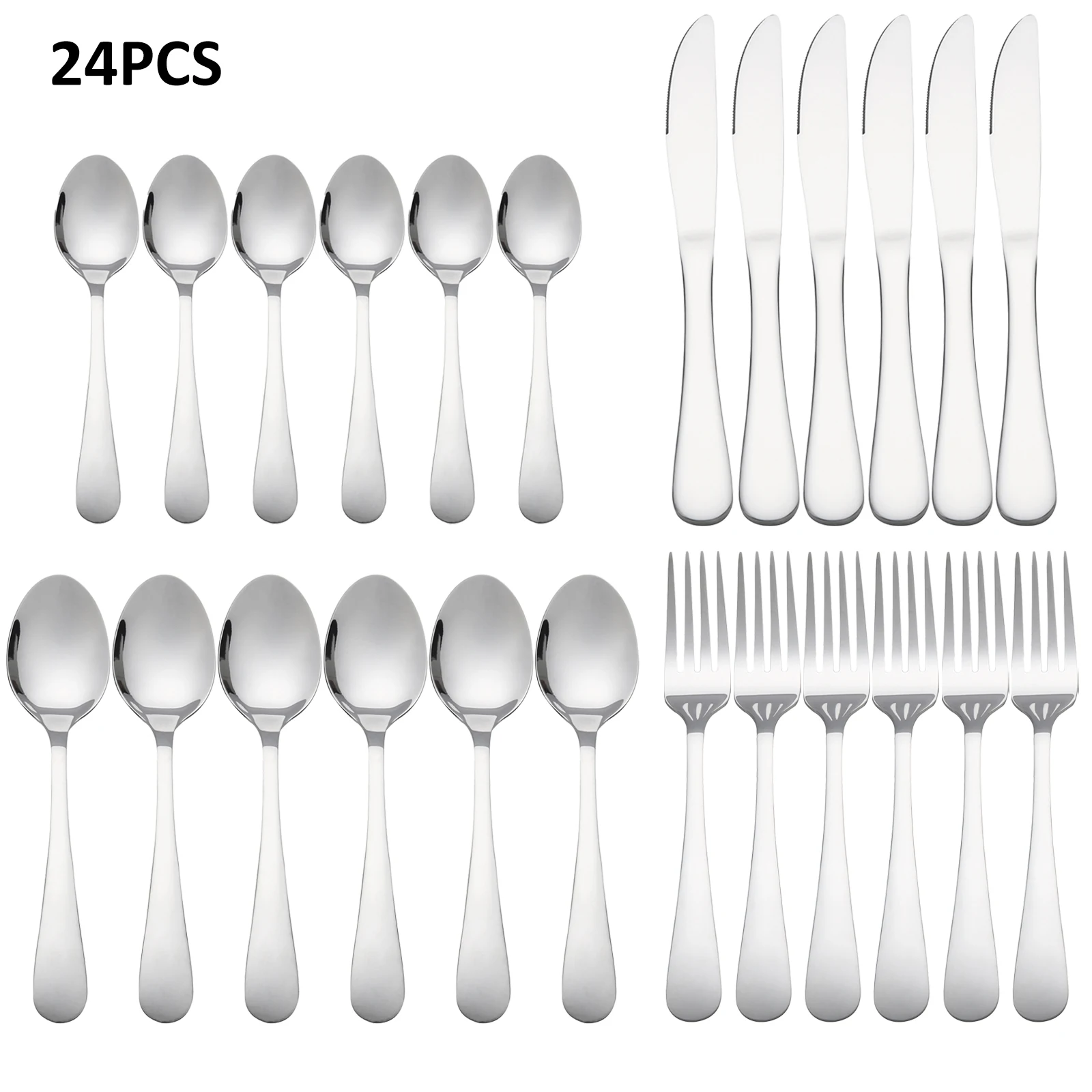 

KOOMADE Набор столовых приборов из 24 предметов для сервировки столовых приборов из нержавеющей стали на 6 столовых приборов - нож, вилка и ложка - кухня