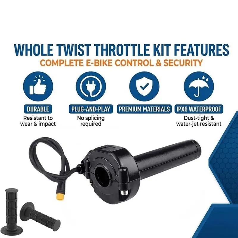 A02Q-2X Ebike Full Twist Throttle, 3 Pin Surron Style Ebike Throttle Kit, Protecting Quick Twist Throttle For Macfox X1