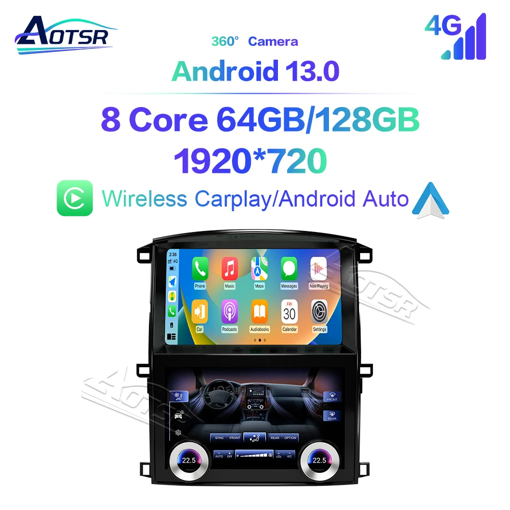 

10-дюймовый Android 13 для Toyota Land Cruiser LC 2014-2017, GPS-стиль, сенсорный автомобильный экран, навигация, Carplay, автомобильное радио DSP BT 4G WIFI