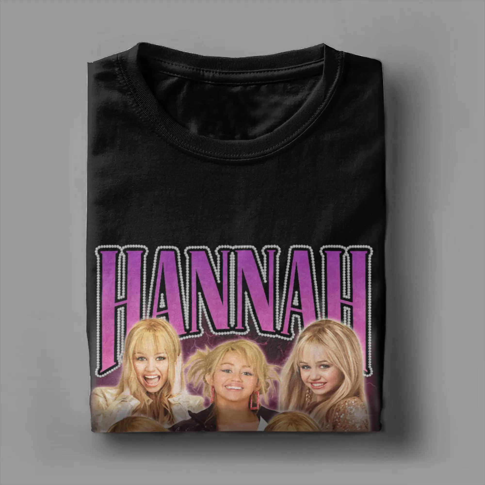 Camiseta de Hannah Montana para hombre, camiseta novedosa 100% algodón, camisetas con cuello redondo, ropa de manga corta de verano