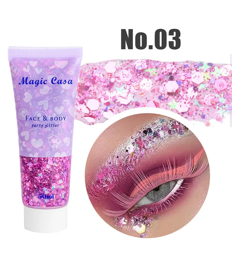 Zeemeermin pailletten body glitter gel, langdurige glitter voor lichaam gezicht haar oogmake-up, muziek festival feest langdurige gezicht glitter