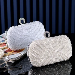 Women's Retro Evening Bag Chain Bag Evening Bag Polyester Pearls Chain Pearl Party / Evening Daily White Beige / Bridal Purse