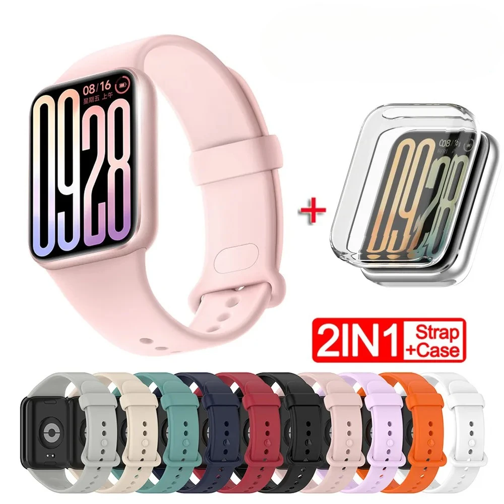 

Мягкий силиконовый ремешок и цельный полный защитный чехол для Xiaomi Mi Band 9 Pro, ремешок Smart Band