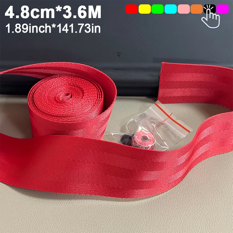 3,6 M * 4,8 CM Auto Hochfesten Auto Sicherheitsgurt Gurtband Stoff Racing Auto Geändert Sitz Sicherheitsgurte Harness Strap
