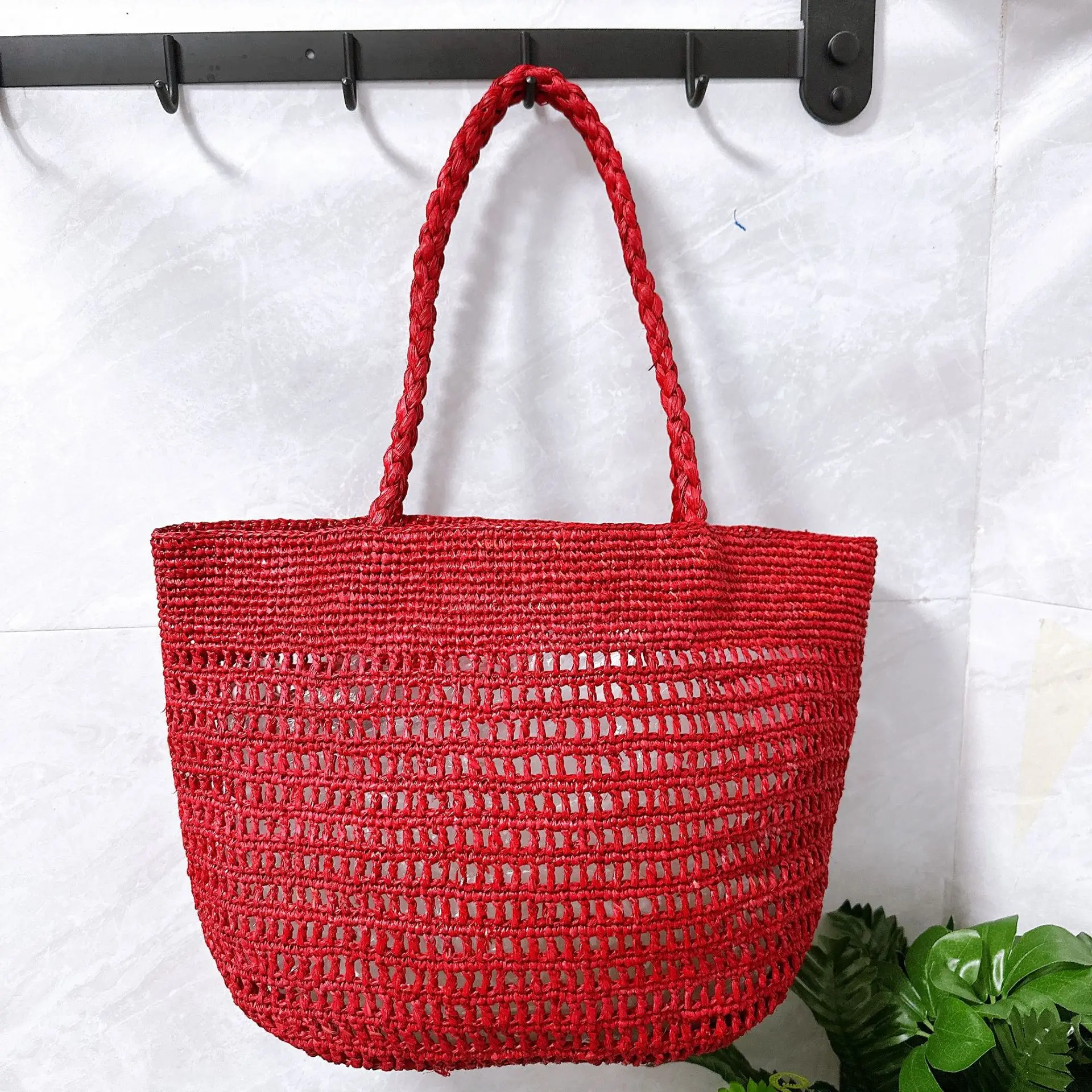 

2026 Straw Hollow Out Beach Bag for Women Tote - Handmade Raffia Woven Summer Purse, Vacation Holiday Shoulder Handbag