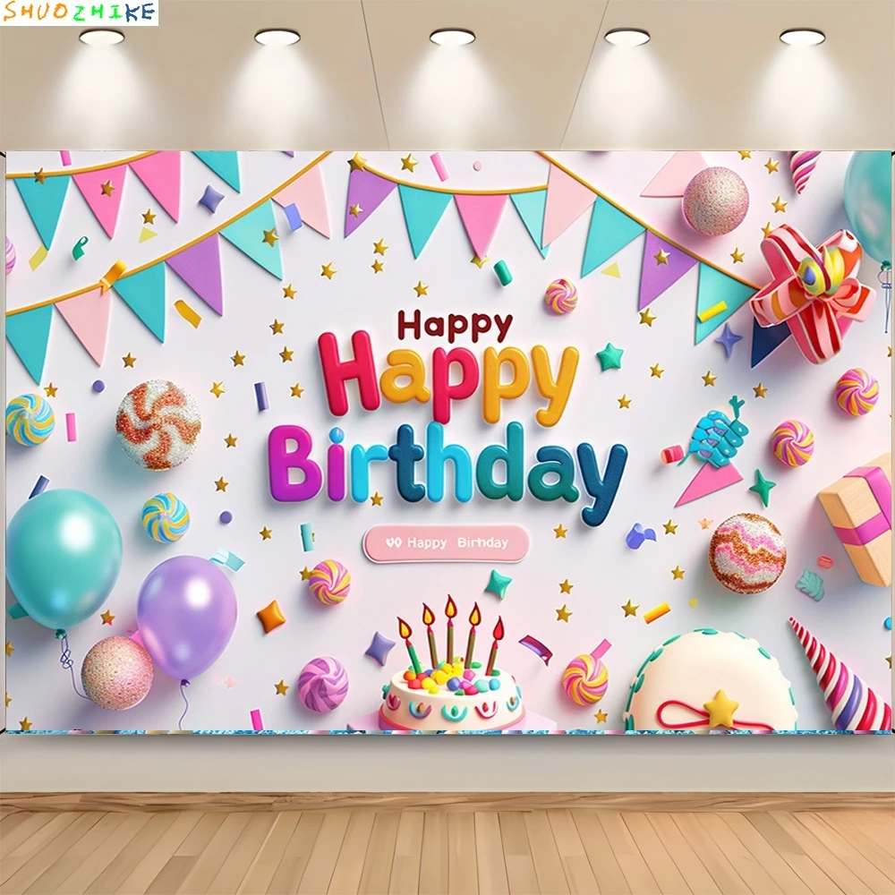 خلفيات تصوير لحفلة عيد ميلاد سعيد ، بالونات مقوسة ، الدعائم ، كانديلاند ، خلفية استوديو صور للأطفال حديثي الولادة ،