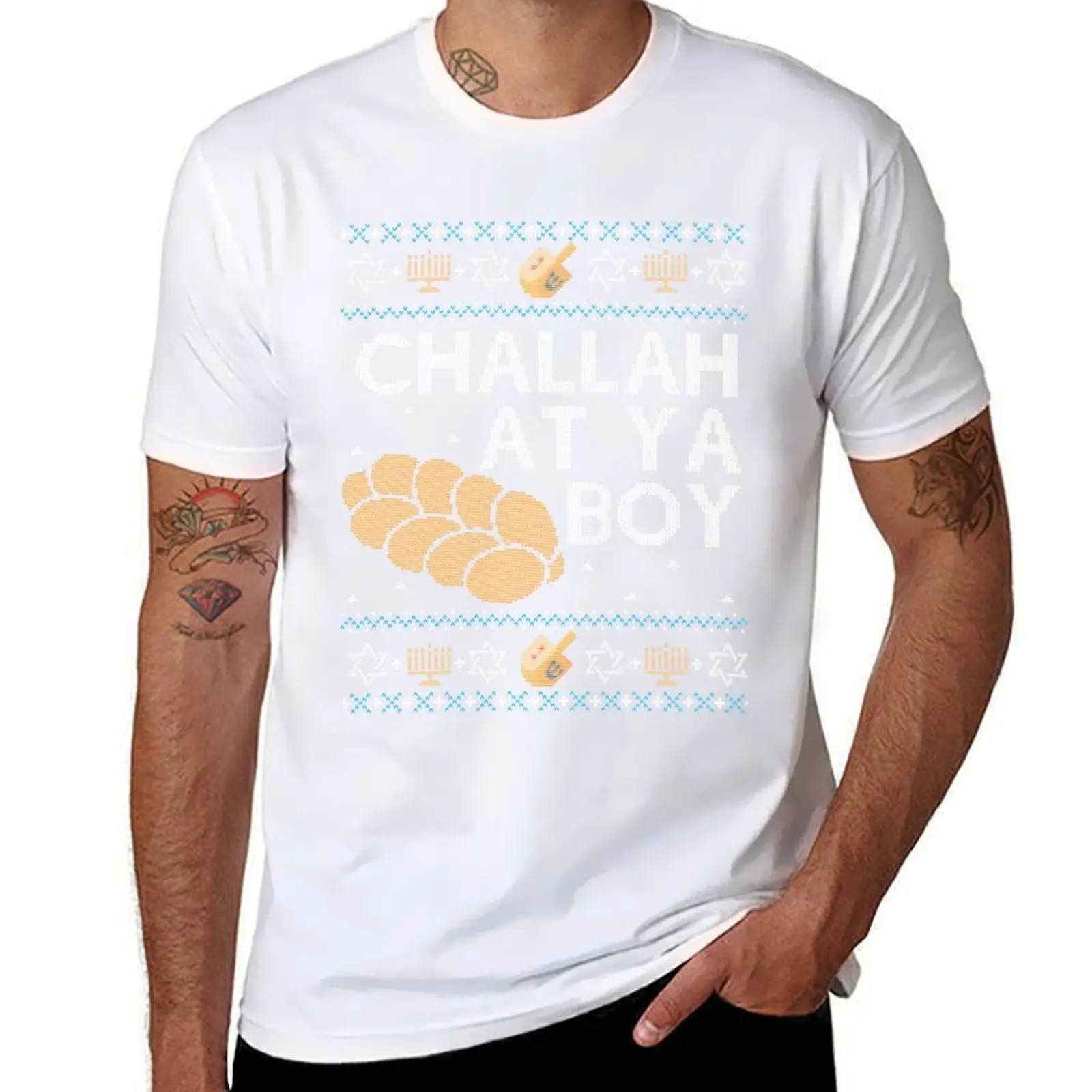 

Забавный свитер Ugly Chanukkah, футболка Challah at Ya Boy, необходимая футболка, футболки для мужчин, футболки с рисунком