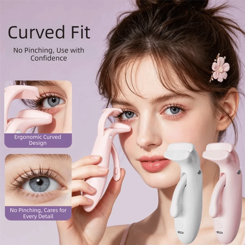 Fast Heating Electric Eyelash Curler Long Lasting Curl 3-Speed Temperature Settings Heated Eyelash Clip Wide Angle