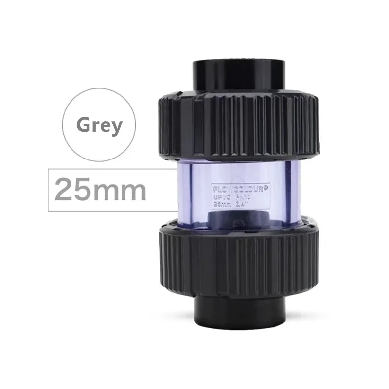 25mm 32mm Transparent Check Valve PVC One Way Non Return Valve Pipe Fitting Water Connector for Garden Irrigation Aquarium