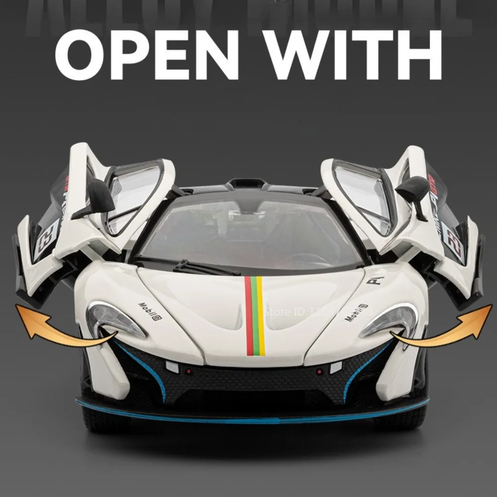 Modelo 1:24 MC20 P1, coches deportivos de juguete, supercares en miniatura fundidos a presión de aleación, puertas con luz de sonido, colección abierta, regalos para niños