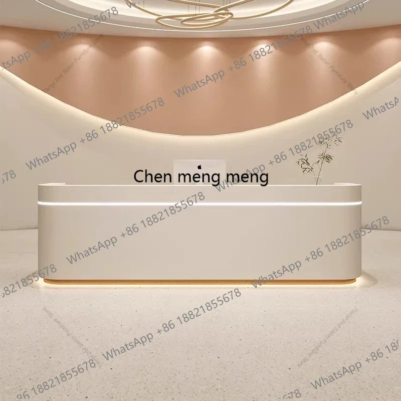 

EE182 Nordic Cream Style Reception Desk Simple Company Beauty Salon Cashier Counter Training Institution Hospital Office Furnitu