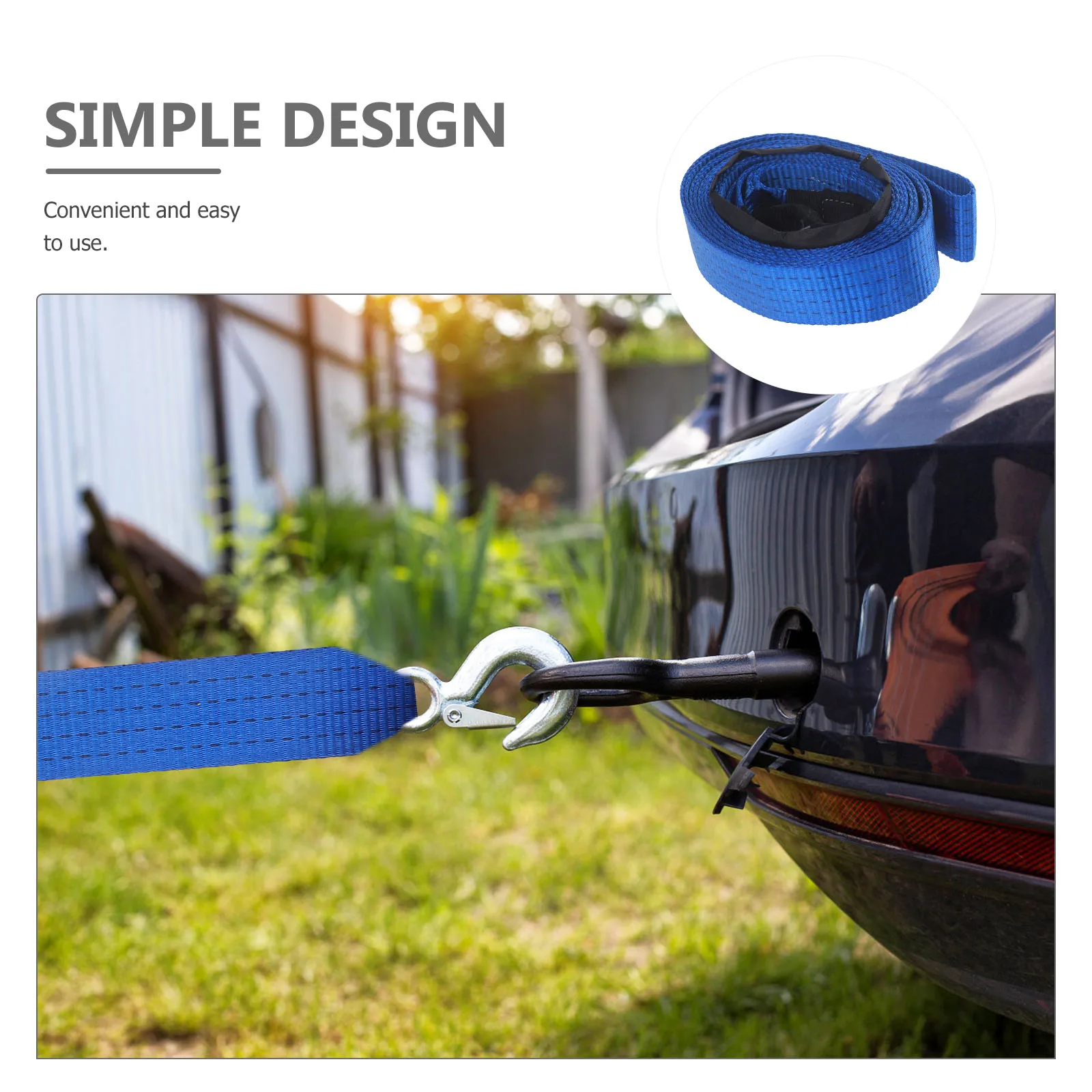 

1 set 1 Set 8-Ton Heavy Duty Tow Strap Car Truck Boat Trailer Towing Dolly Pull Rope Emergency Moving Supply