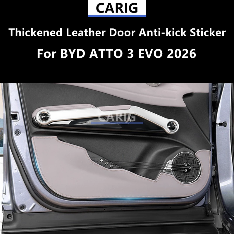 For BYD ATTO 3 EVO 2026 Thickened Leather Door Anti-kick Sticker Modified Car Interior Protection Modification Accessories Refit