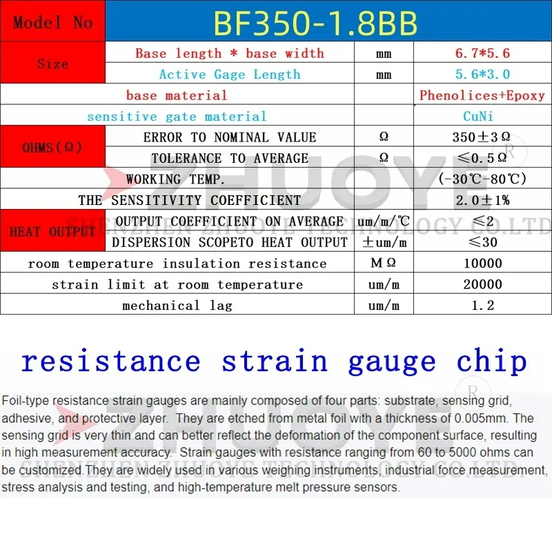 10pcs BF350-1.8BB 350 ohm weighing sensor Foil type strain gauge half bridge type  high-precision Strain gauges