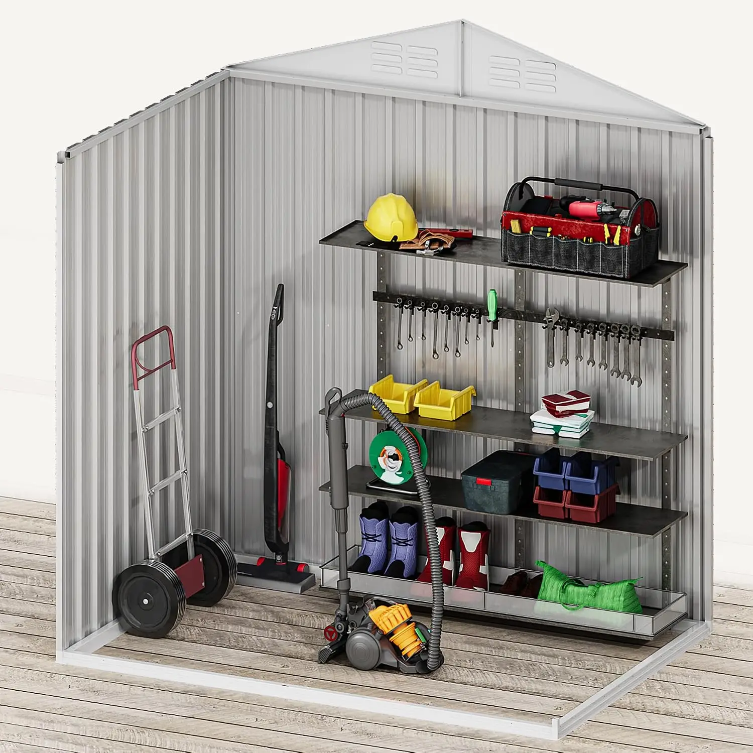 6x4ft Metal Outdoor Storage Shed, Waterproof Tool Shed Heavy-Duty Storage Unit with Lockable Door and Vents, Ideal for, Custom view 6