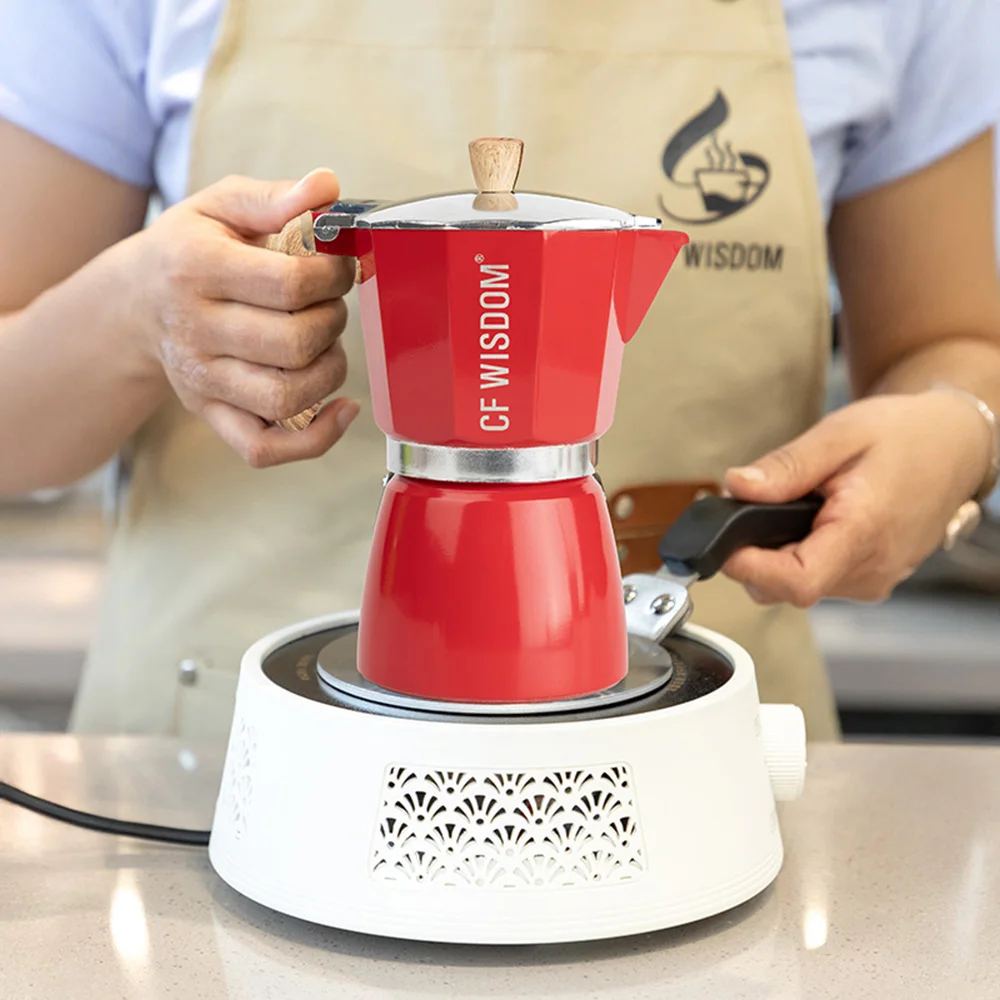 fabricante de spresso diseño de aluminio duradero, regalo de café moka pot, cafetera percoladora para el Día de Acción de Gracias de Navidad del Viernes Negro