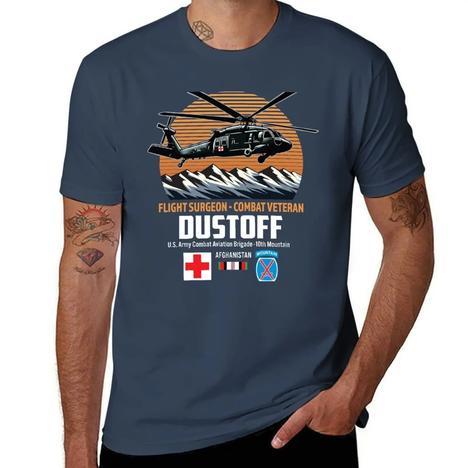 

Dustoff - Flight Surgeon, Combat Veteran T-Shirt anime t shirts for man cotton tshirt 100% T-Shirt