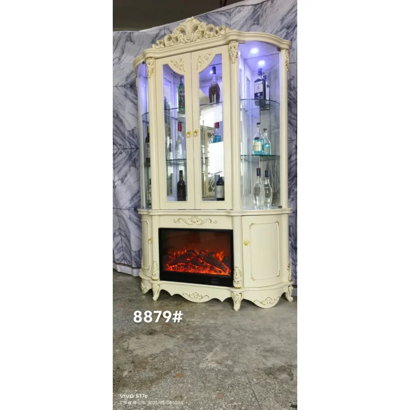 custom.Single Door French Luxury Carved Stone Wine Cabinet Living Room Wall Display Sideboard Multi-function European Home Furni