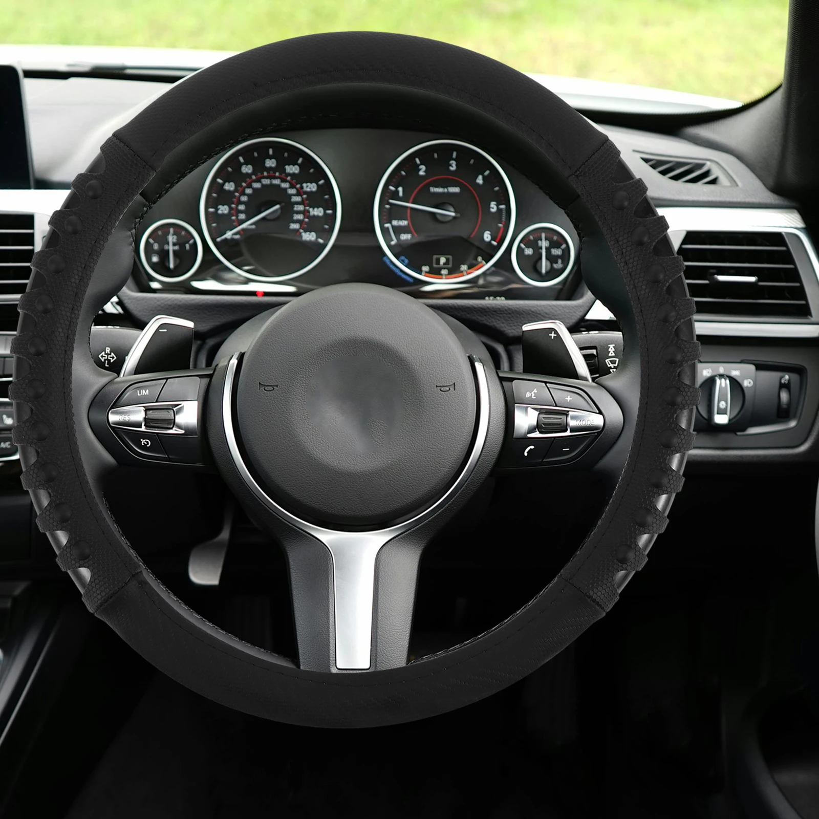 

Universal Steering Wheel Cover Black Fake Carbon Fiber Texture Anti Slip Breathable Car Steering Wheel Protector For Men