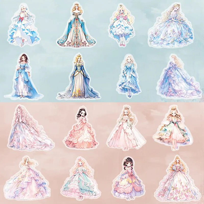 Mr.Paper 6Style 20Pcs/bag Princess Married Series Fairy Tale Theme PET Sticker for DIY Handbook Phone Case Book Cover Decoration