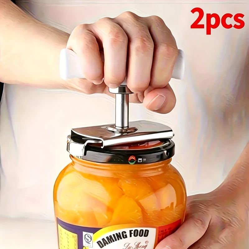 2pcs Stainless Steel Labor-Saving Can Opener, Non-Slip Adjustable Design Multifunctional Bottle Opener Artifact Easily
