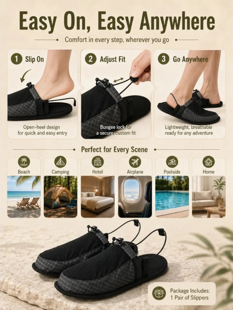 Faltbare, schnelltrocknende Wasserschuhe, rutschfeste Barfuß-Watsschuhe, leichte Reise-, Strand-, Camping-, Hotel-, tragbare Outdoor-Sandalen – Detail 7