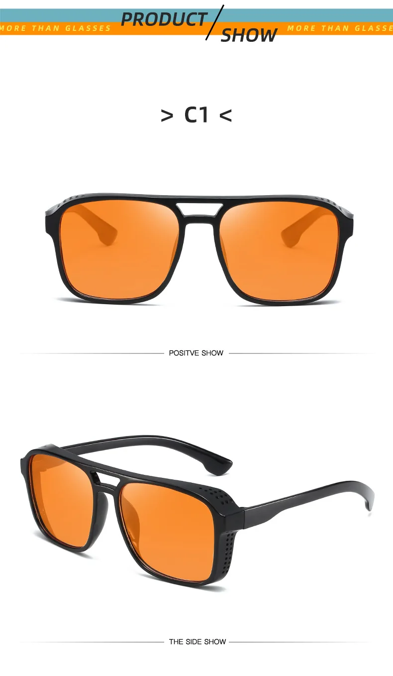 Neue Vintage-Sonnenbrille für Damen und Herren, Quadratischer PC-Rahmen, Marken-Designer Retro-Shades, Modische Sonnenbrille ﻿ für Männer – Detail 11