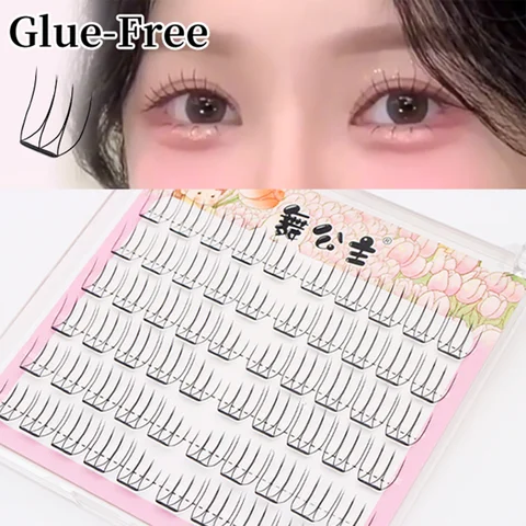 DINGSEN Self Adhesive DIY Lashes No Glue Needed Reusable Bottom Lash Cluster Eyelash Korean Natural Lash Manga Lash Extension