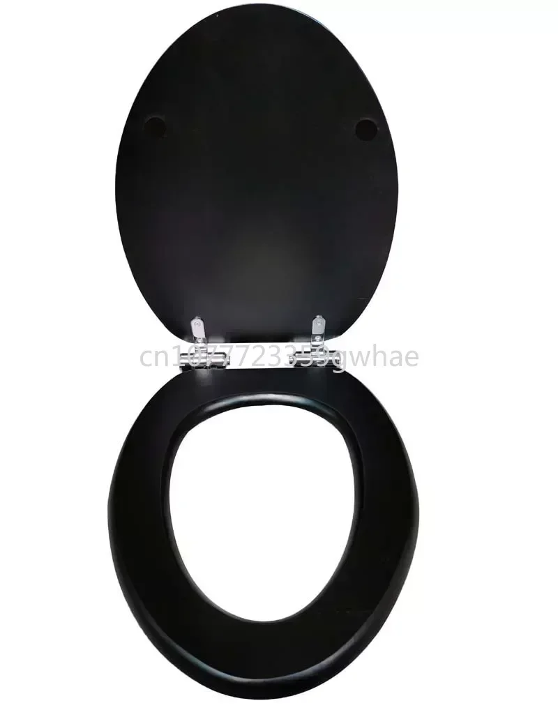 OUV-Universal Thickened Seat Ring, Solid Wood Toilet Seat Cover, Black Walnut, Stainless Steel, Cushioning, Sagging Hinge Seat