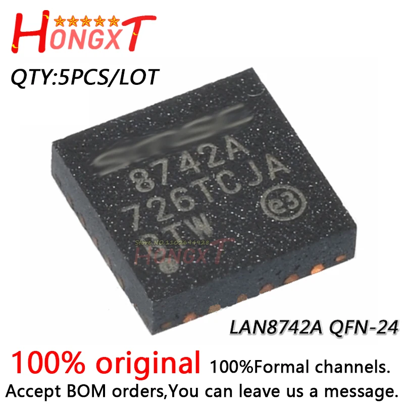 5PCS 100% New LAN8742A-CZ-TR LAN8742A 8742A LAN8742 QFN-24.