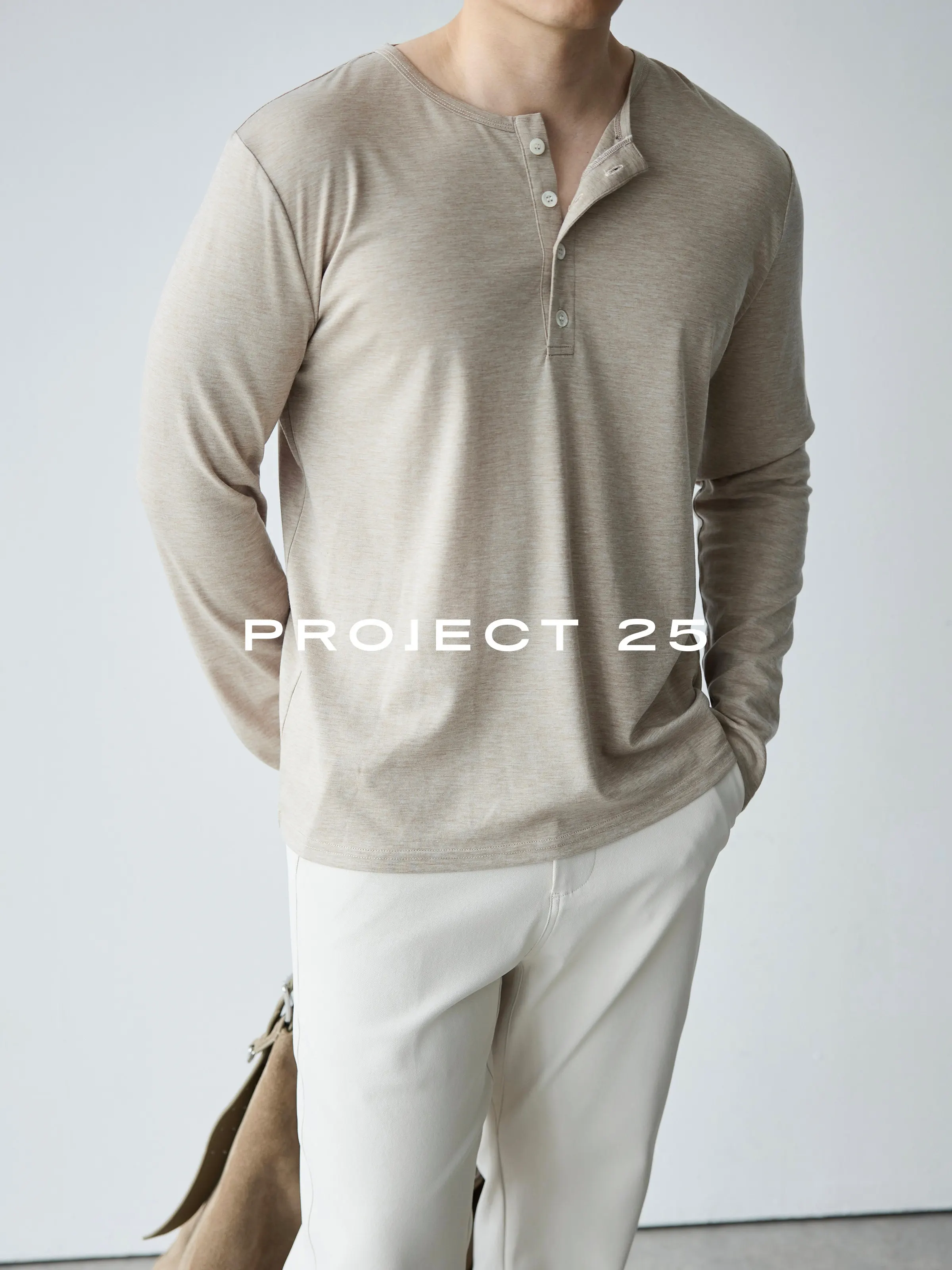 PROJECT 25 Men's Wool Blend 4-Button Henley Long Sleeve Tee | Silky Soft