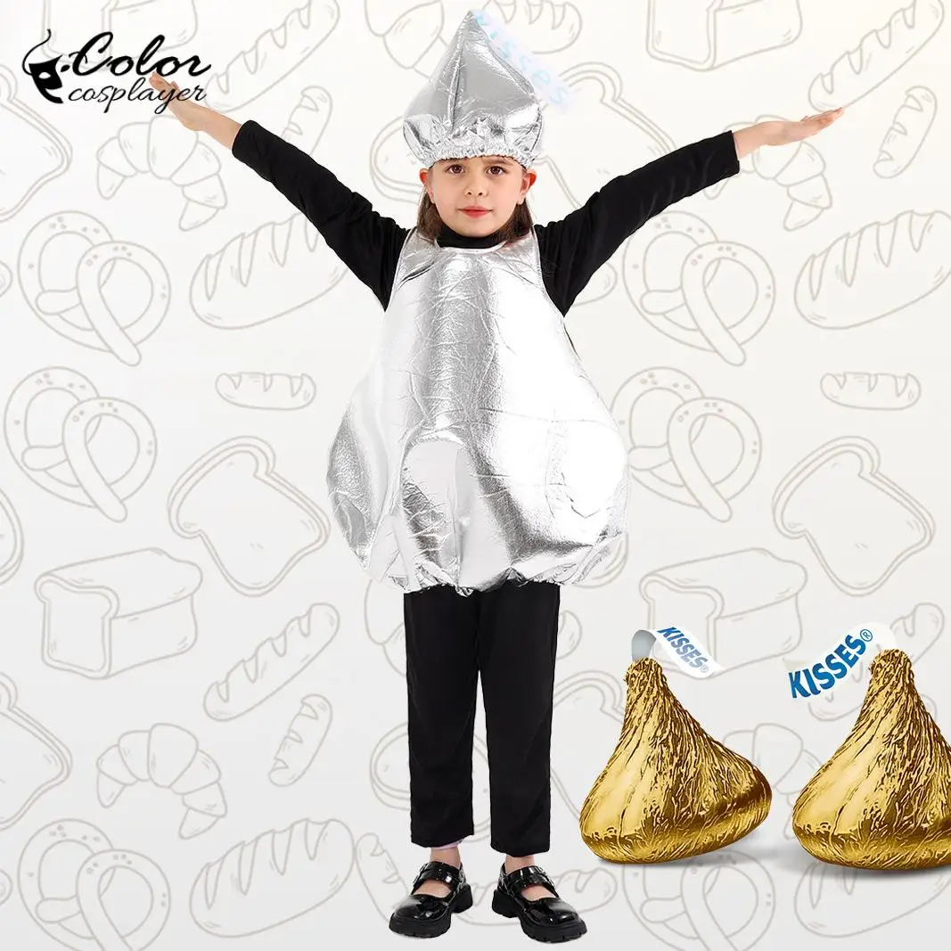 

Children Girl Chocolate Hershey Kisses Cosplay Hallween Fancy Dress Up Kids Sliver Chocolate Candy Costume Kids Fancy Party