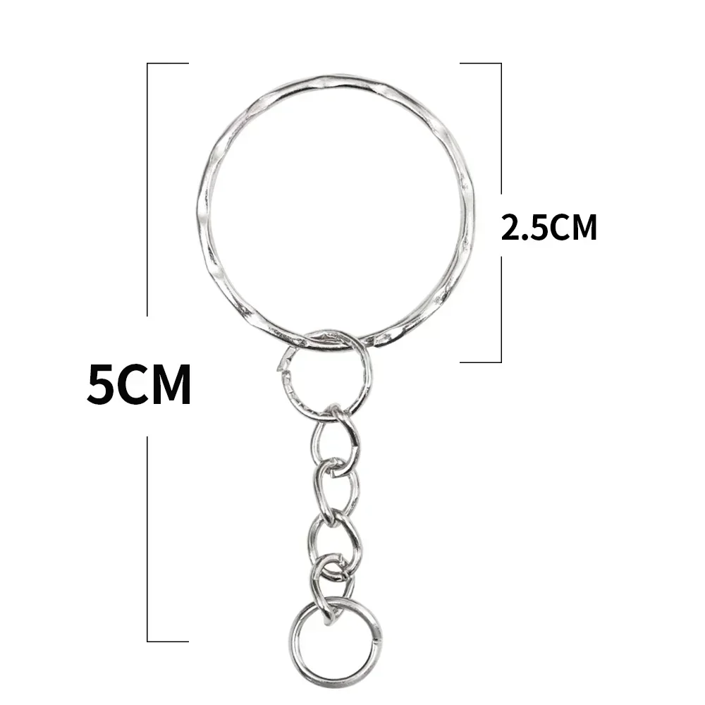 Versilberter Metall-Schlüsselanhänger mit Splitring, Schlüsselhalter für Damen und Herren, DIY Schlüsselketten, Schlüsselring 2027 – Detail 11