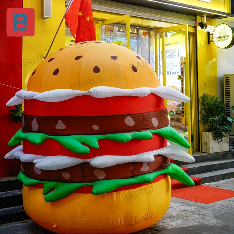 Delicioso hambúrguer inflável de comida rápida para publicidade de restaurante de loja de alimentos