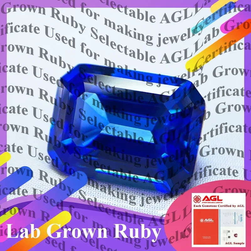 

Lab Grown Cobalt Spinel Emerald Cut Gemstone for DIY Ring Necklace Earrings Main Materials Selectable AGL Certificate