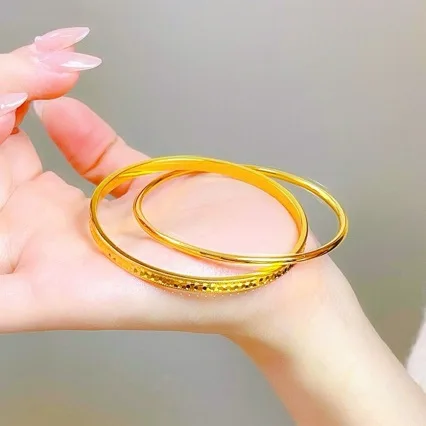 AU999 Gold Dragon Scale Double Ring Bracelet for Women 24K Pure Gold High Glitter Fashion Bracelet for Girlfriend Jewelry