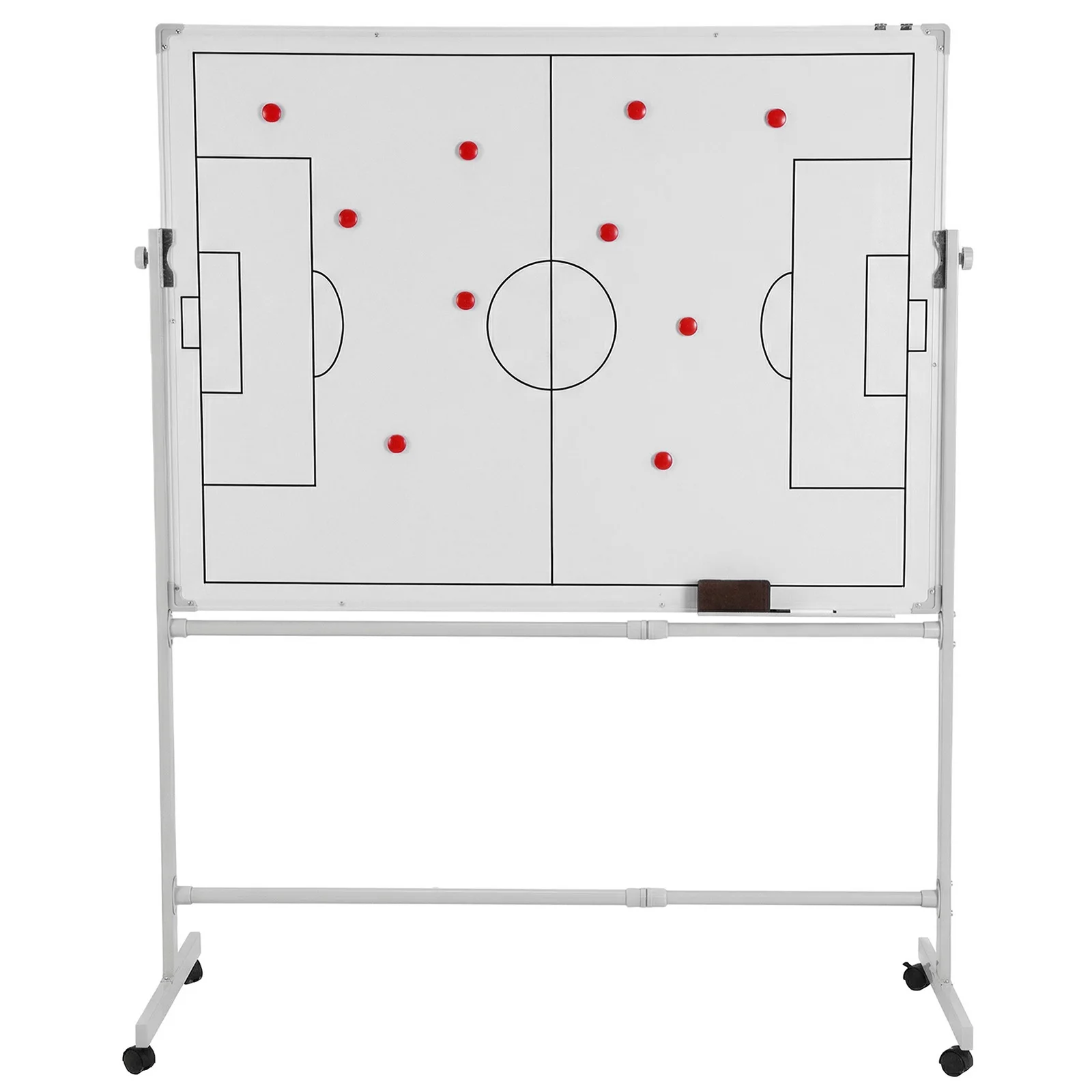 

Двусторонняя доска для сухого стирания с поворотом на 360 градусов, регулируемая по высоте, с магнитами, маркером и ластиком для тренеров по футболу