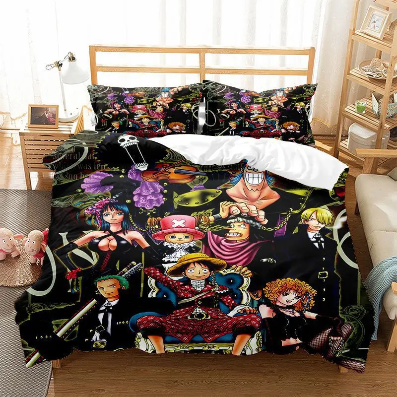 Anime One Piece Boys Double Duvet Cover Comforter Sets Cartoon Luffy Zoro Nami Sanji Sheet Bedspreads view 6