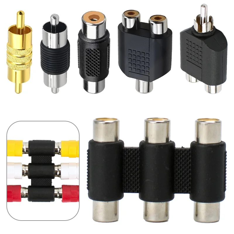 

5Pcs Gold Plated RCA Connector Male to Female Audio Speaker RCA Lotus Plug Dual Female Jack Socket for Mic Headphone Guitar