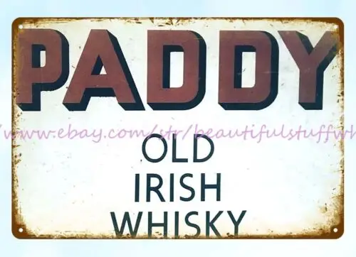 Paddy Old Irish Whiskey metal tin sign living room home kitchen wall art