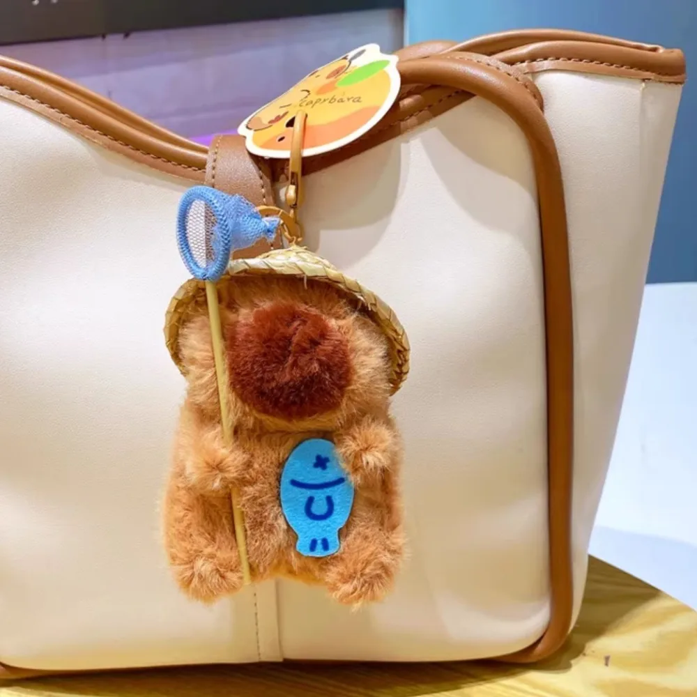 

Плюшевая сумка-капибара Catch Fish, подвеска, рыболовная сеть, мягкая кукла, плюшевая капибара, брелок для ключей, полипропилен, хлопок, забавный брелок с мультяшным животным