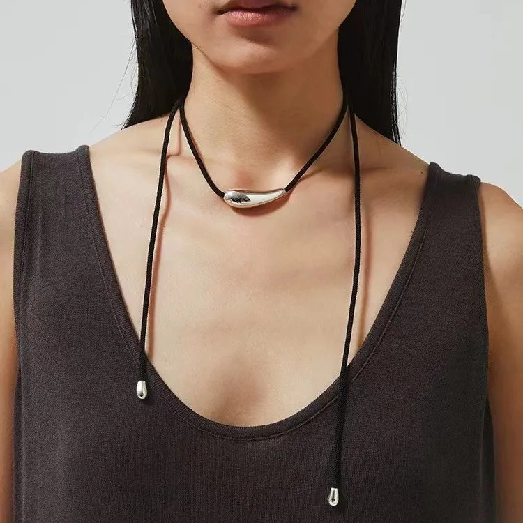 

Jenny&dave Wax Rope Pea Necklace For Women Black Rope Collarbone Chain 0645 Jewelry Necklace Necklaces For Women