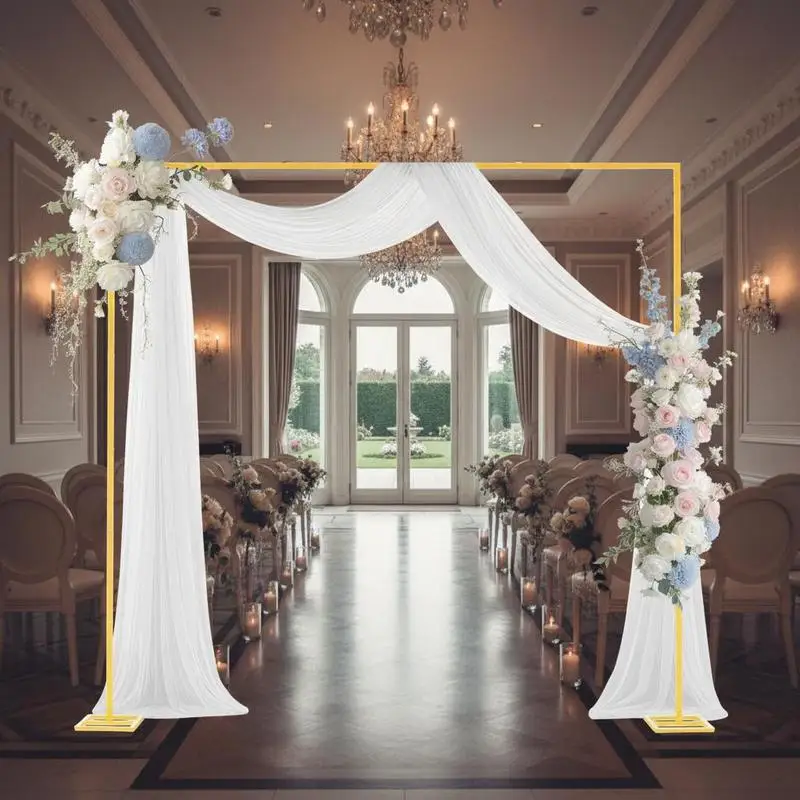 

Free Shipping-Arch Backdrop Stand, 8 x 8 ft, Stable Structure, Easy Assembly, Square Gold Metal Arch Backdrop Stand for Wedding,