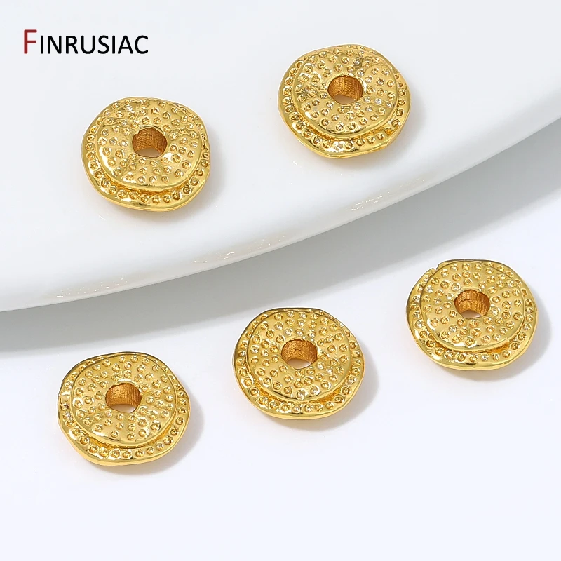18K vergoldete Messing-Wellenscheiben-Abstandshalter-Perlen, strukturierte flache Metall-Loose-Perlen für DIY-Armband-, Halsketten- und Schmuckherstellung – Detail 15
