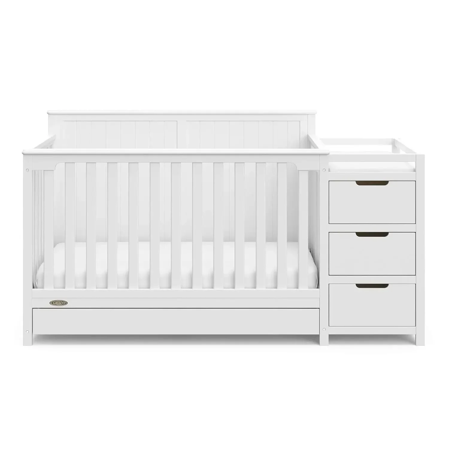 children bed GREENGUARD Gold Certified, Crib and Changing -Table Combo with Drawer, Includes Baby Changing Pad,  Full-Size Bed