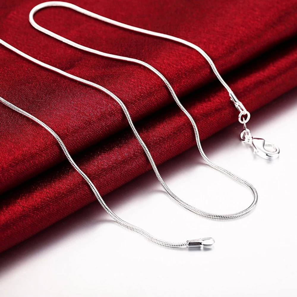 10pcs wholesale silver color 1MM snake chain necklace for women man 16-30inches fashion party wedding Jewelry gifts image 5
