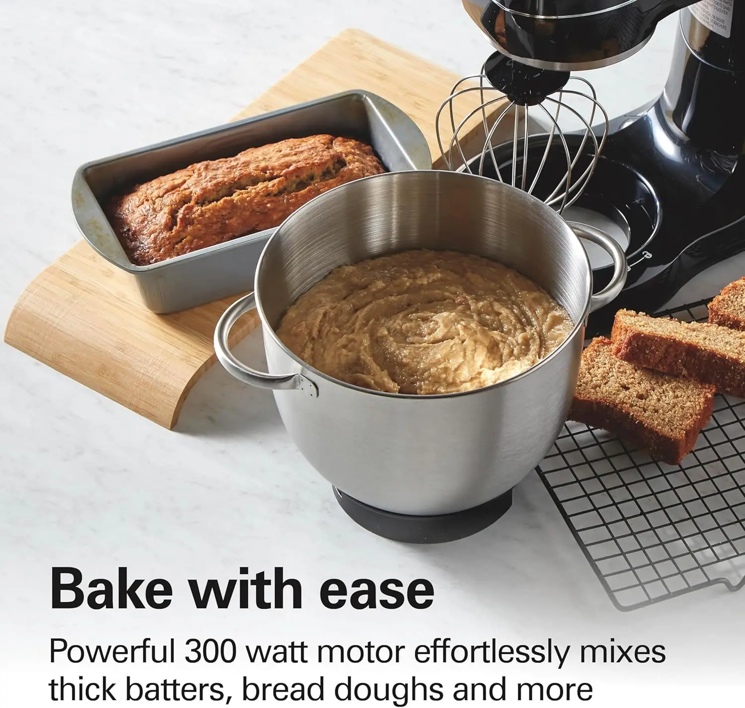 Electric Stand Mixer, 4 Quarts, Dough Hook, Flat Beater Attachments, Splash Guard 7 Speeds with Whisk, Black with Top Handle