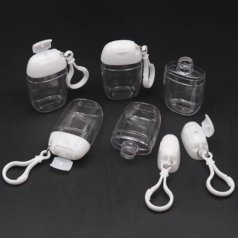 30ml Empty Hand Sanitizer Travel Small Size Holder Hook Keychain Carriers Flip Cap Reusable Portable Empty Bottles